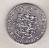 Bnk mnd Guernsey 25 pence ( 1 crown) 1978 , vizita reginei in Guernsey, Europa