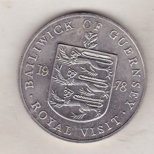 bnk mnd Guernsey 25 pence ( 1 crown) 1978 , vizita reginei in Guernsey