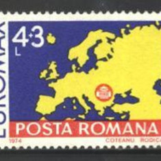 Romania 1974, HARTA EUROPEI, EUROMAX, timbru nestampilat F109