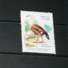 BRAZILIA 1991 – PASARE GASCA ORINOCO, timbru nestampilat, R10