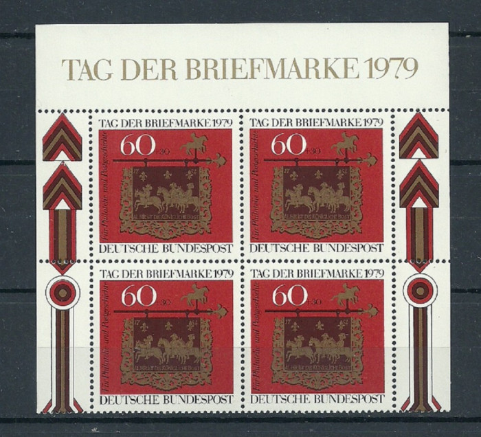 GERMANIA 1979 &ndash; ZIUA MARCII POSTALE , bloc de 4 nestampilat, F146