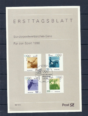 GERMANIA 1996 &amp;ndash; SPORT, carton filatelic, F152 foto