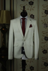 Sacou barbati , white , Slim Fit , Ucu Dima ,Cod : Sacou B.2047 White (Culoare: Alb, Marime Sacou: 50) foto