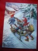 Ilustrata - Felicitare - Pitici pe sanie de Craciun - Suedia 1988, Circulata, Printata