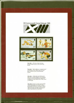 ISLE OF MAN 1986 &amp;ndash; CICLISM, TIR, ATLETISM, INOT, serie MNH, SD138 foto