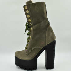 Botine dama imblanite,green , Cod : 72-2017 GREEN (Culoare: Verde, Inaltime toc (cm): 13.5, Marime Incaltaminte: 35) foto