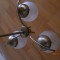 Doua lampi tavan: 1)Art Deco,trei lumini 2)glob pe fir (conf.poze si descriere)
