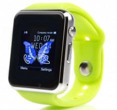 Smartwatch cu Telefon iUni A100i, LCD 1.54 Inch, BT, Camera, Verde + Spinner Titirez Cadou foto