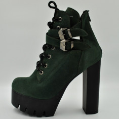 Botine dama ,green , Cod : 73-2017 GREEN (Culoare: Verde, Inaltime toc (cm): 13, Marime Incaltaminte: 38) foto