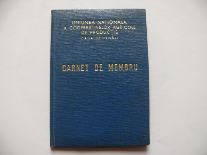 Carnet de membru Uniunea Nationala a Cooperativelor Agricole de Productie