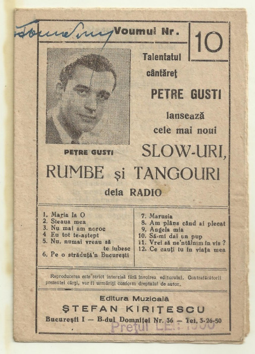 SLOW-URI, RUMBE SI TANGOURI CANTATE DE PETRE GUSTI - anii 1920