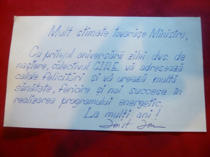 2 Felicitari de la ICMPB si CIRE pt Adjunct de Ministru al Energiei Tov Gh.Cocos