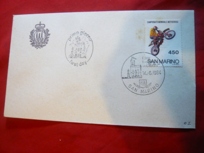 Plic FDC - Motociclism - Campionate Mondiale Motocros 1984 San Marino foto