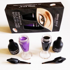 Eyeliner gel in 2 culori mov &amp;amp; negru Miss Five + 2 pensule de aplicare foto