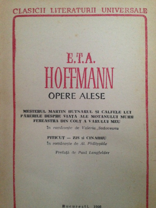 Opere alese/E.T.A. Hoffmann/1966