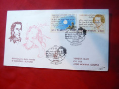 2 Plicuri FDC -Personalitati- Marele Poet Italian G.Leopardi 1998 San Marino foto