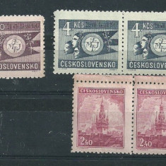 CEHOSLOVACIA 1946/47- BISERICI, FESTIVALUL TINERETULUI, serii pereche MNH, B32