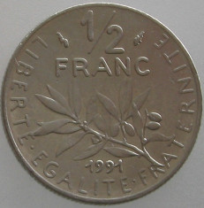 FRANTA KM#931.1 - 1/2 Francs 1991 foto