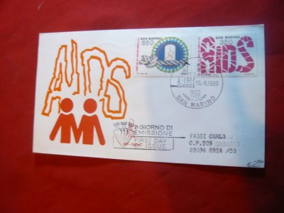 Plic FDC - Lupta contra SIDA 1988 San Marino foto