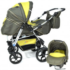 Carucior 3 in 1 Skutt Rocada Khaki/Limone foto