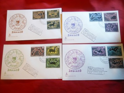 Set 4 Plicuri FDC - 1970 - Zodiile -San Marino foto