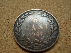 5 BANI 1867 WATT , CARLO I , FRUMOS , L2.45 foto