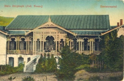 CP Z486 -BAILE BALTATESTI( JUD. NEAMT) -RESTAURANTUL - CIRCULATA 25 AUGUST 1925 foto