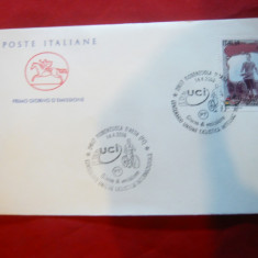 Plic FDC Ciclism -100 Ani Uniunea Ciclism International Italia