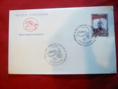 Plic FDC Ciclism -100 Ani Uniunea Ciclism International Italia foto