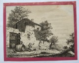 Jean-Jacques de Boissieu &quot;Femeie torcand&quot; gravura veche 1759