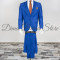 Costum elegant , carouri , barbati , Slim Fit, Cod: 117/121 (Culoare: Albastru, Marime Costum: 54)