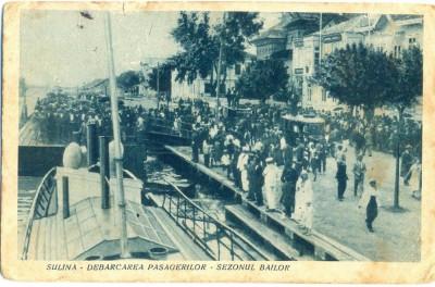 CP Z483 -SULINA -DEBARCAREA PASAGERILOR -SEZONUL BAILOR -CIRCULATA 27 AUGUST1929 foto