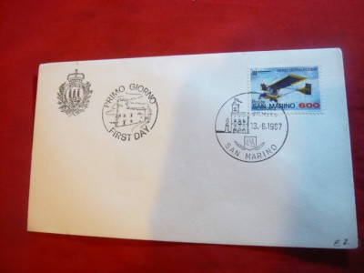 Plic FDC - Aviatie 1987 San Marino foto