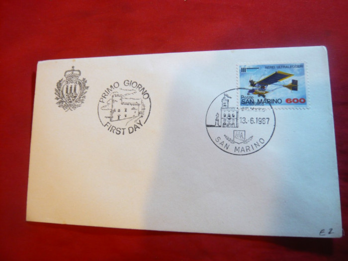 Plic FDC - Aviatie 1987 San Marino