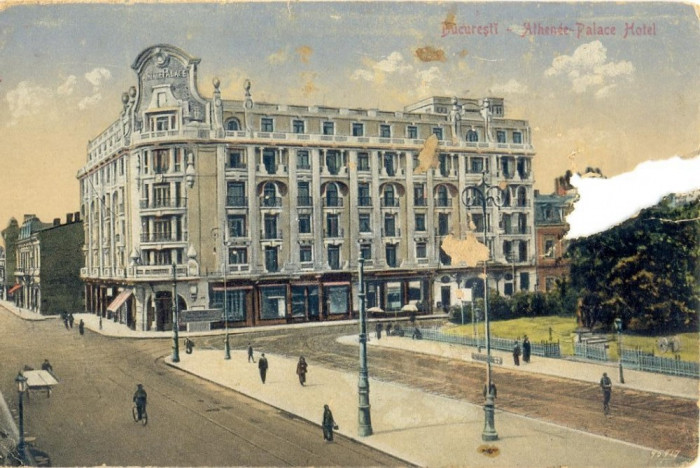 CP Z474 -BUCURESTI - ATHENEE PALACE HOTEL -ANIMATIE-CIRCULATA- DATATA 22 XI 1923