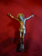 Statueta - Iisus rastignit , metal alb , h= 9 cm foto