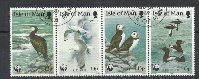 ISLE OF MAN 1989 &amp;ndash; WWF PASARI ACVATICE, straif stampilat, B21 foto