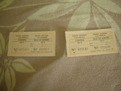 Lot 2 bilete 1978 si 1979 Teatru National Cluj Naoca foto