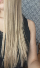 Extensie coada par, 55 cm, drept blond/saten foto