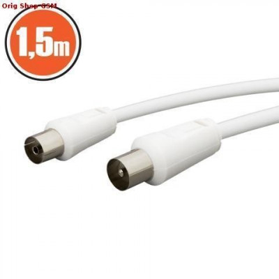 Cablu Coaxial Fisa / Soclu (1.5m) Alb foto