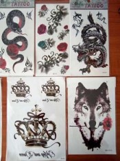Tatuaje temporare, tatuaj temporar text bufnita sarpe pisica lup dragon foto