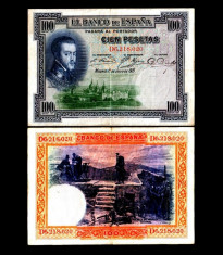 Spania 1925 - 100 pesetas cc foto