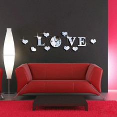 Decoratiune Moderna pt perete Sticker,Oglinda ceas LOVE foto