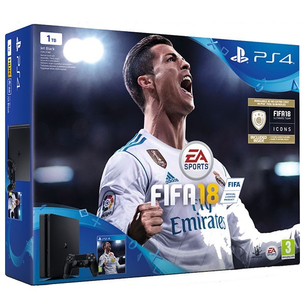 Consola SONY PlayStation 4 Slim 1 TB, negru + FIFA 18 Consola SONY PlayStation 4 Slim 1 TB, negru + FIFA 18