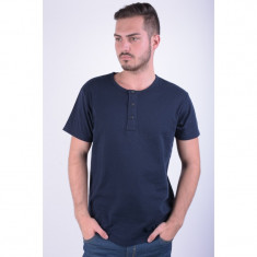 Tricou Jack&amp;amp;Jones JJones Tee Ss Henley Regular Fit Total Eclipse foto