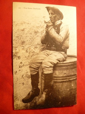 Ilustrata-Taran calare pe un butoi ,fumand o pipa - inc.sec.XX Franta foto