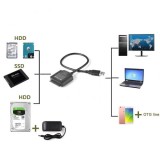 Adaptor USB 3.0 la SATA pentru HDD 2.5 3.5 inch cu mufa alimentare