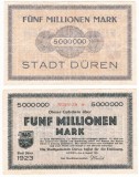 (1) BANCNOTA (NOTGELD) GERMANIA - DUREN - 5 MILLIONEN MARK 1923 (8 AUGUST 1923)