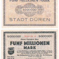 (1) BANCNOTA (NOTGELD) GERMANIA - DUREN - 5 MILLIONEN MARK 1923 (8 AUGUST 1923)