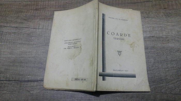 Coarde (versuri) - Maximilian Galsberg/ princeps, tiraj 1000 exemplare